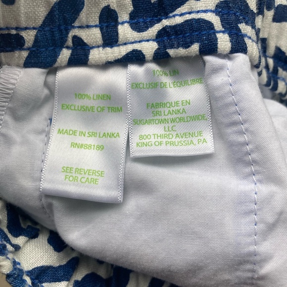 Lilly Pulitzer Aden Linen Pants Indigo Home Slice - Picture 3 of 4